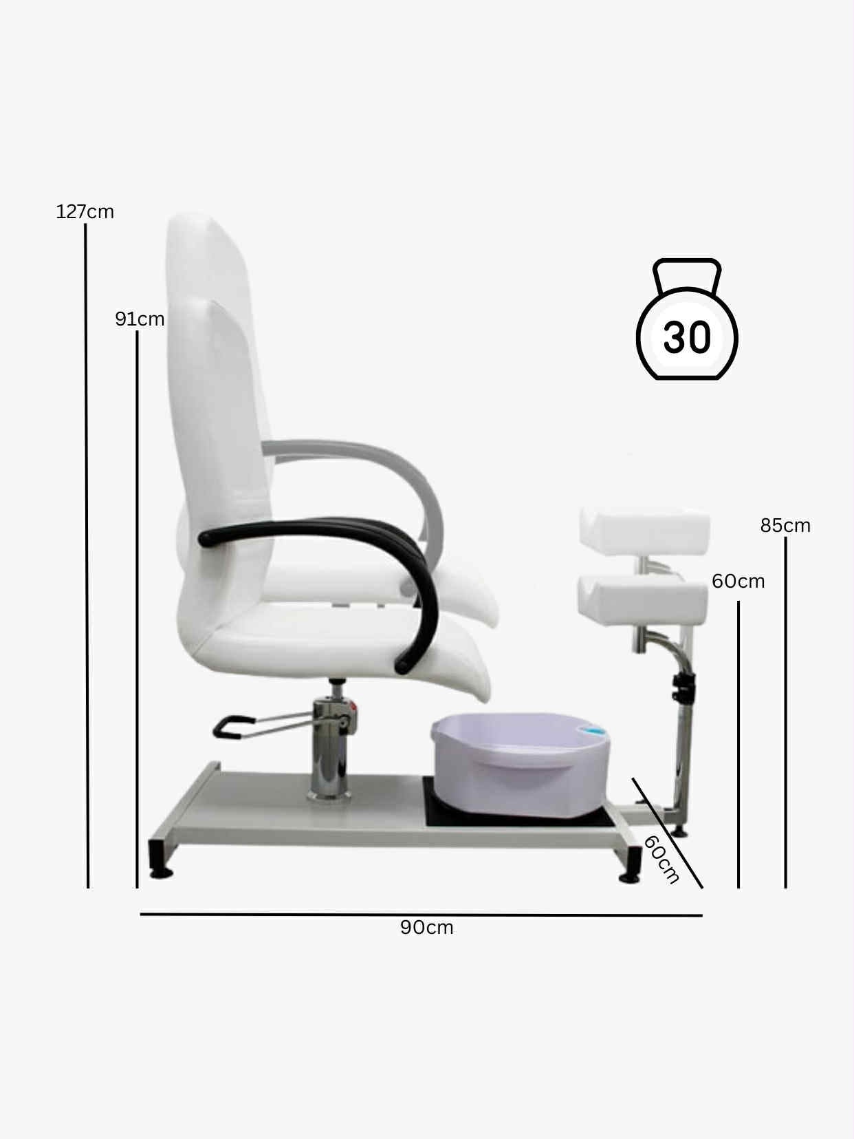 Professional Pedicure Chair with Adjustable Footrest & Foot Spa – Pre-Order Only