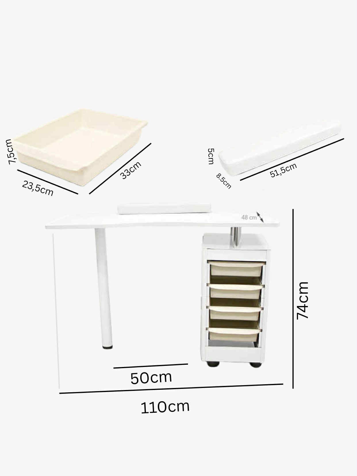 Professional Manicure Table with Storage Drawers – White (Pre-Order Only)