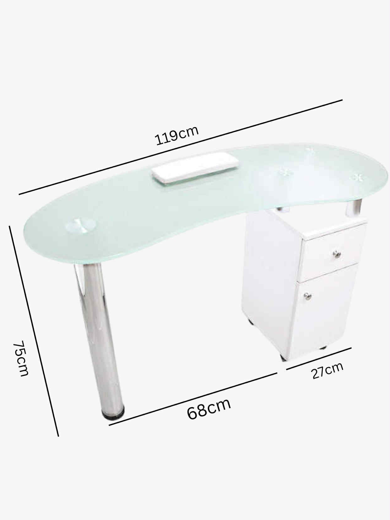Modern Glass Manicure Table with Storage Cabinet – Pre-Order Only