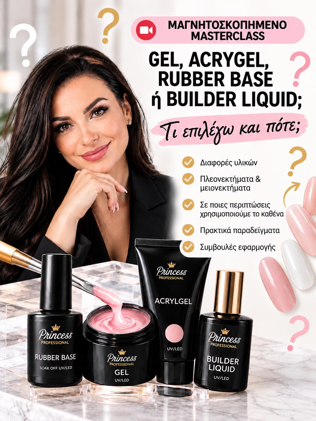 GEL, ACRYGEL, RUBBER BASE ή BUILDER LIQUID; | Μαγνητοσκοπημένο Masterclass